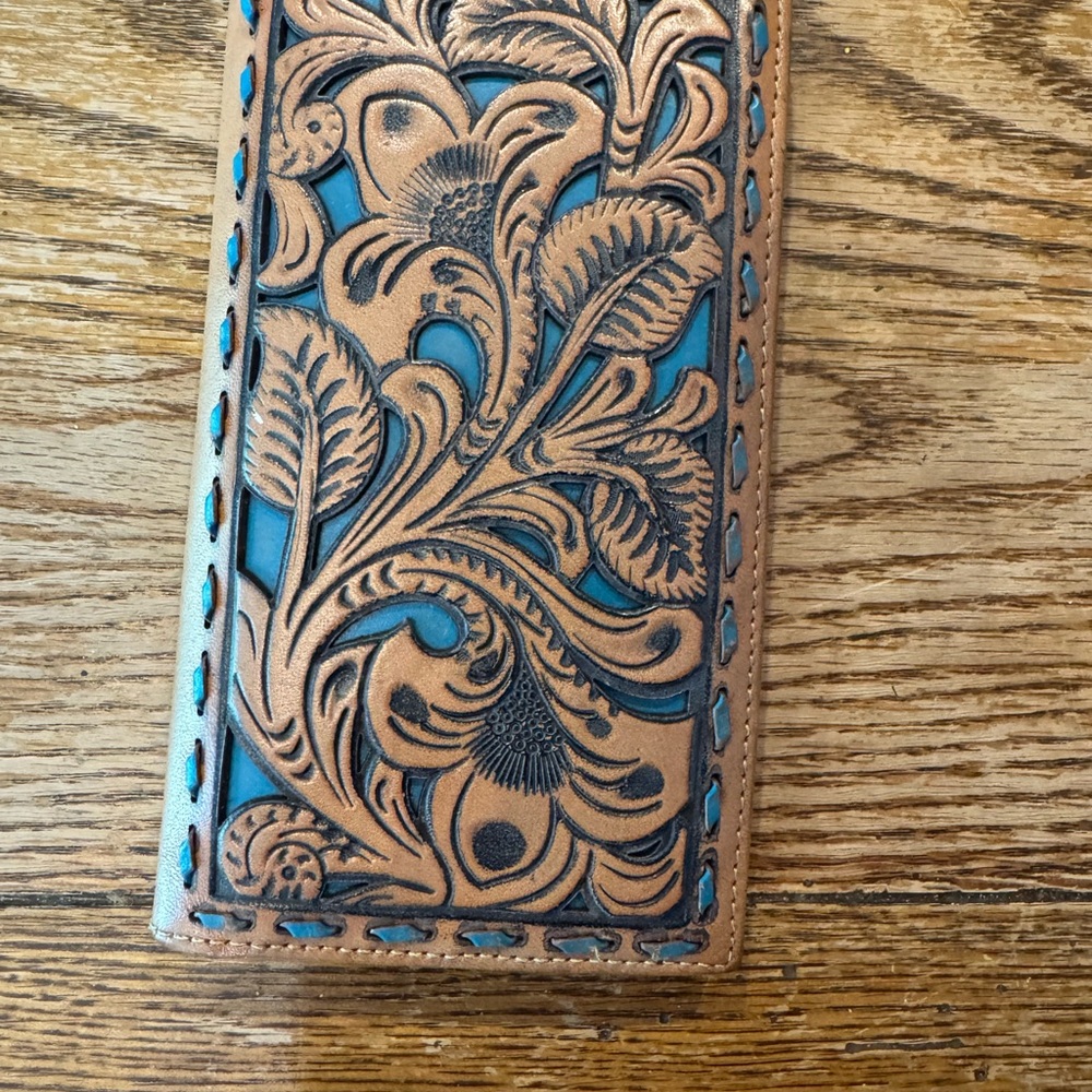 Floral Embossed Leather Wallet